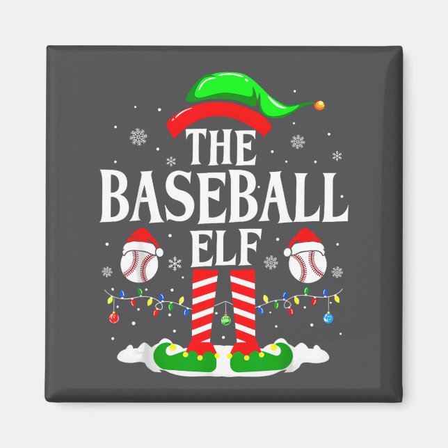 Imã The Baseball Elf Funny Christmas Srt Lovers Xmas E (Frente)