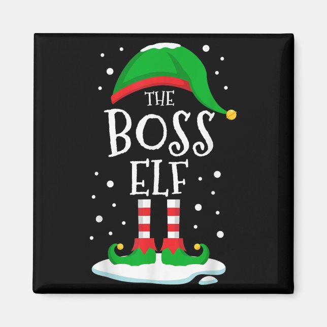 Imã The Boss Elf Christmas Family Matching Xmas Group  (Frente)