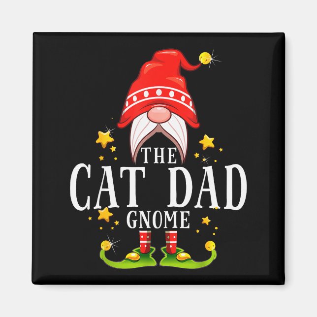 Imã The Cat Dad Gnome Christmas Matching For Men Women (Frente)