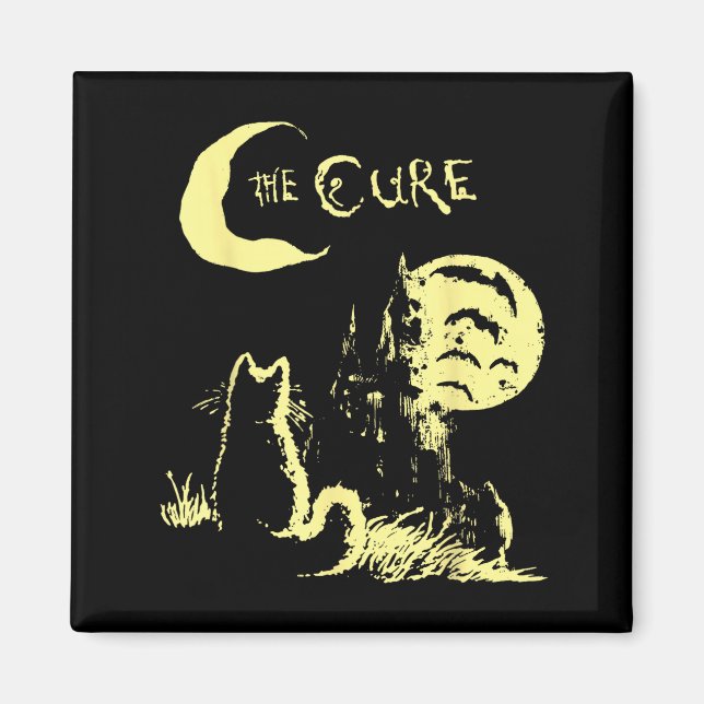 Imã The Cat Gothic Retro Cat Lover Men Women Kids  (Frente)