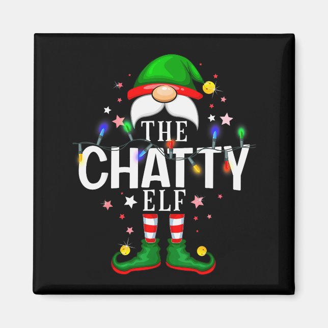 Imã The Chatty Elf Christmas Family Pajama Party  (Frente)