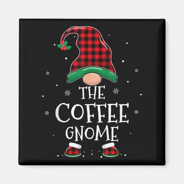 Imã The Coffee Gnome Xmas Family Matching Plaid Christ (Frente)