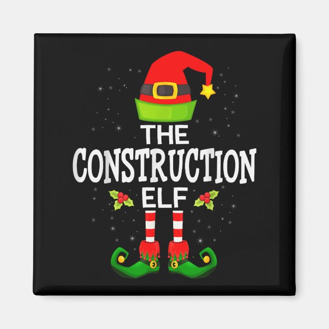 Imã The Construction Elf Christmas Family Matching Paj (Frente)