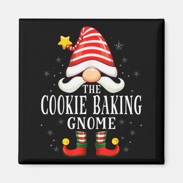 Imã The Cookie Baking Gnome Christmas Group Family Paj (Frente)