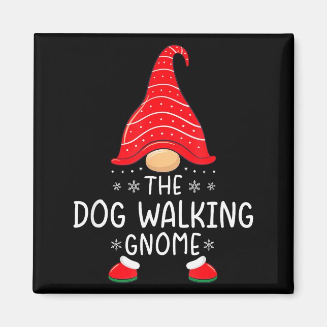 Imã The Dog Walking Gnome Xmas Family Matching Funny C (Frente)