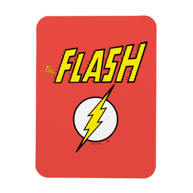 Ímã The Flash Name & Lightning Bolt Logo (Vertical)