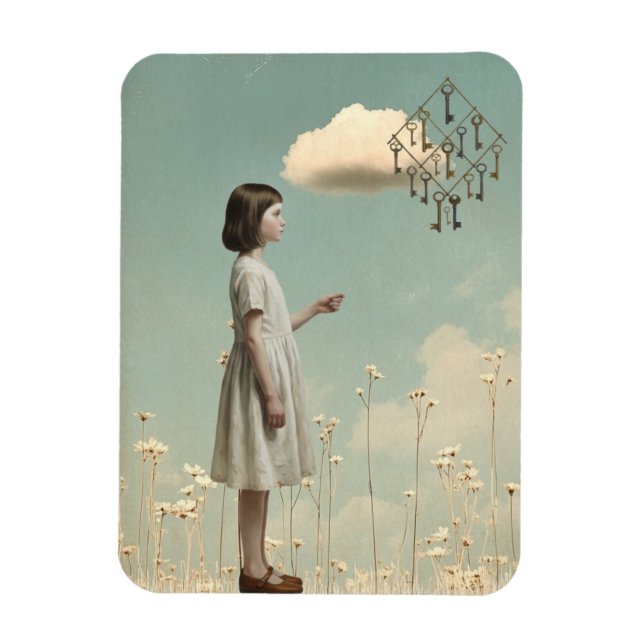 Ímã The Girl & Her Key Kite | Surreal Storybook  (Vertical)