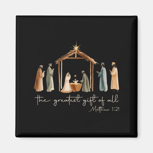 Imã The Greatest Gift For All Christmas Nativity Jesus (Frente)