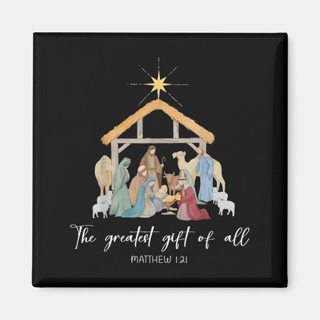 Imã The Greatest Gift For All Christmas Nativity Jesus (Frente)