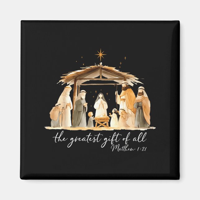 Imã The Greatest Gift Of All Nativity Scene Christian  (Frente)