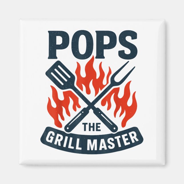 Imã The Grill Master Bbq Father's Day Grandpa Grilling (Frente)