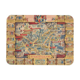 Ímã The Heart of Birmingham, England Map