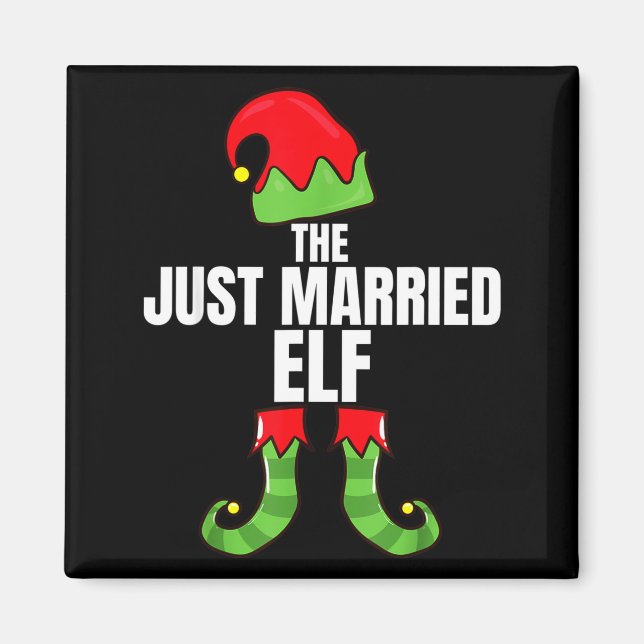 Imã The Just Married Elf Matching Family Christmas Gro (Frente)