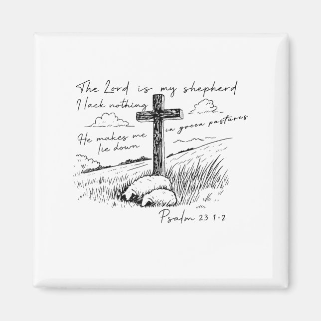 Imã The Lord Is My Shepherd Psalm 23 Cross Meadow  (Frente)