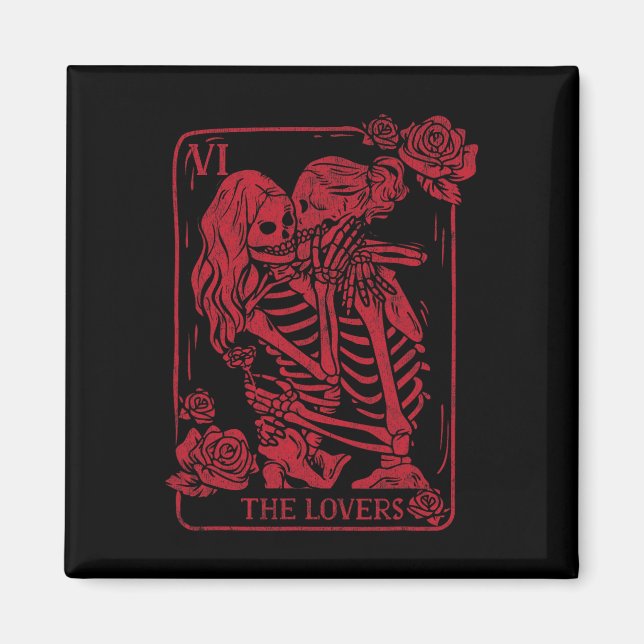 Imã The Lovers Tarot Card Kissing Lesbian Soul Sisters (Frente)