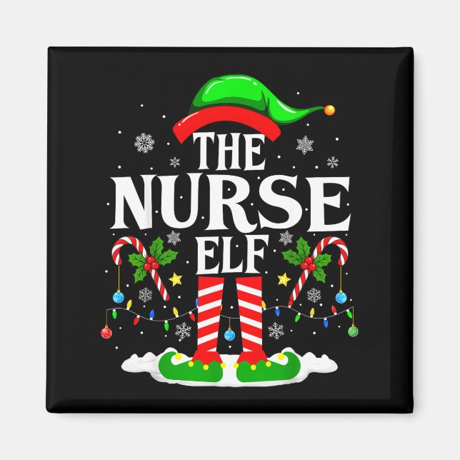 Imã The Nurse Elf Christmas Nursing Funny Rn Christmas (Frente)