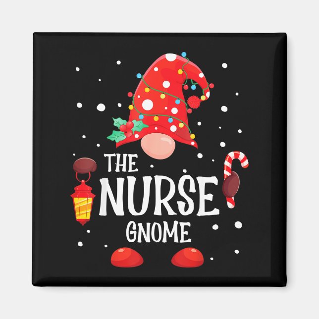 Imã The Nurse Gnome Matching Family Christmas Gnome Pa (Frente)