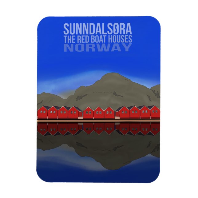 Ímã The Red Boat Houses Sunndalsøra Noruega (Vertical)