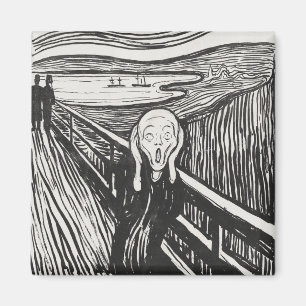 Imã The Scream by Edvard Munch Black and White