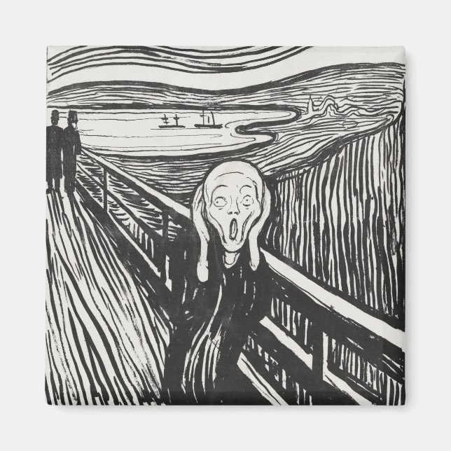 Imã The Scream by Edvard Munch Black and White (Frente)