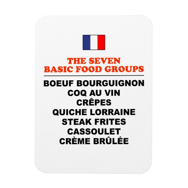 Ímã The Seven Basic Food Groups Funny French (Vertical)