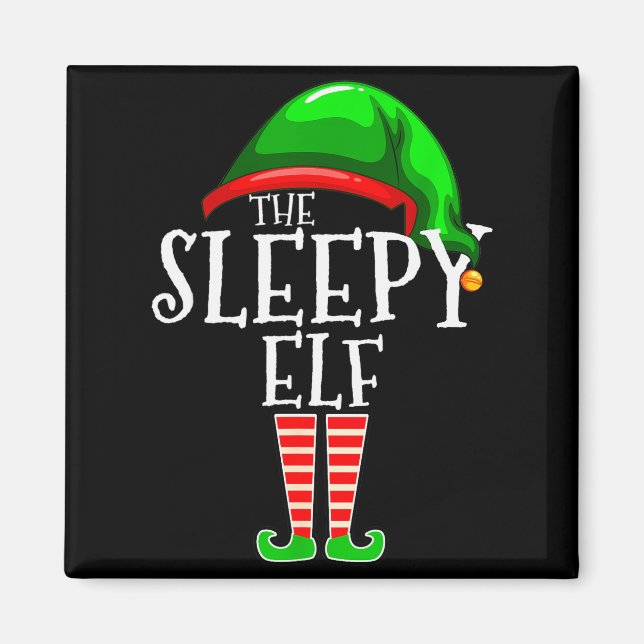 Imã The Sleepy Elf Group Matching Family Christmas Gif (Frente)