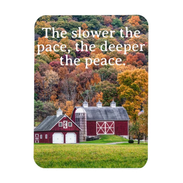 Ímã The Slower the Pace, Red Barn in Autumn (Vertical)
