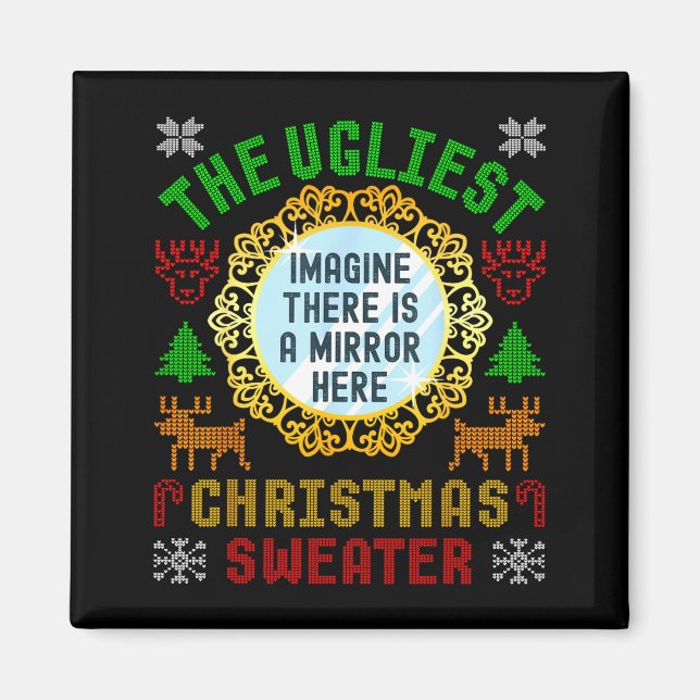 Imã The Ugliest Christmas Sweater With An Image Of A M (Frente)