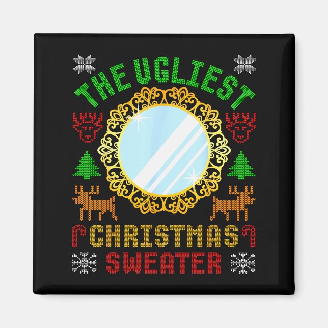 Imã The Ugliest Ugly Christmas Sweater With Mirror Fun (Frente)
