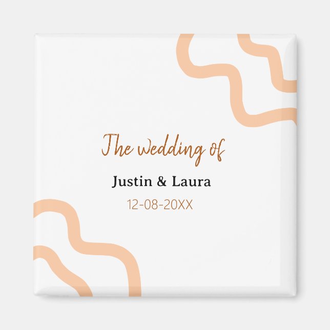 Imã The wedding of add bride groom name date peach (Frente)