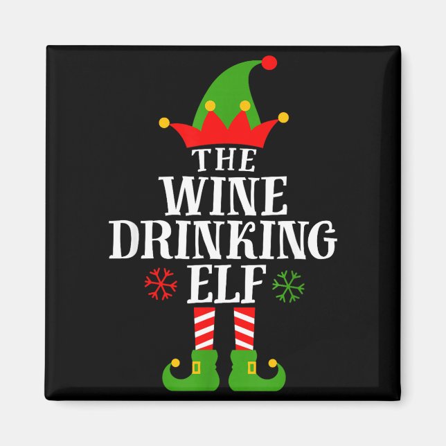 Imã The Wine Drinking Elf Funny Matching Family Christ (Frente)