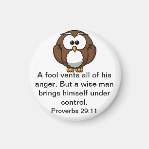 Imã The Wise Owl - Proverbs 29:11 Magnet