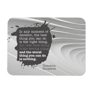 Ímã Theodore Roosevelt, citação inspiracional "Decisão