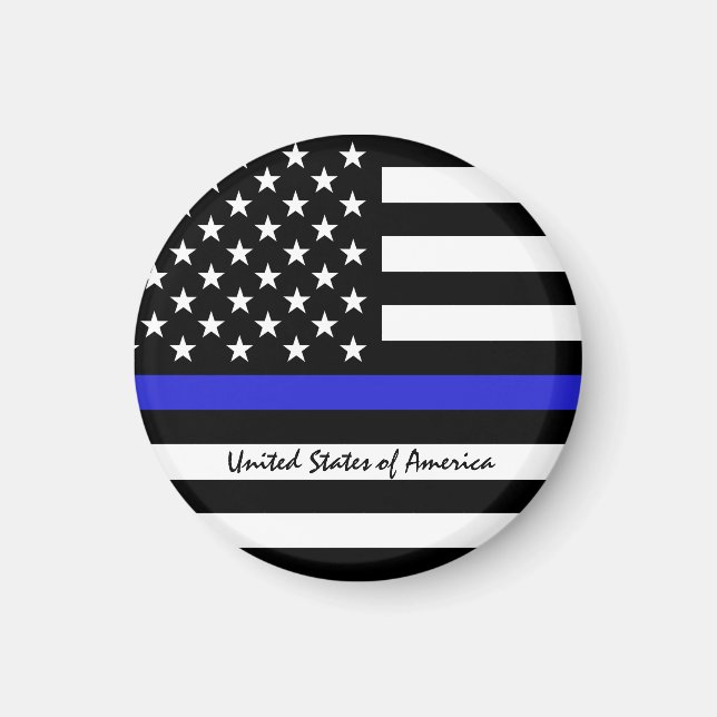 Imã Thin Blue Line e polícia de bandeira americana / e (Frente)