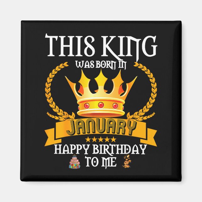 Imã This King Was Born In January Funny Jan Birthday D (Frente)