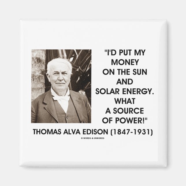Imã Thomas Edison Sun Energia Solar Fonte De Energia (Frente)