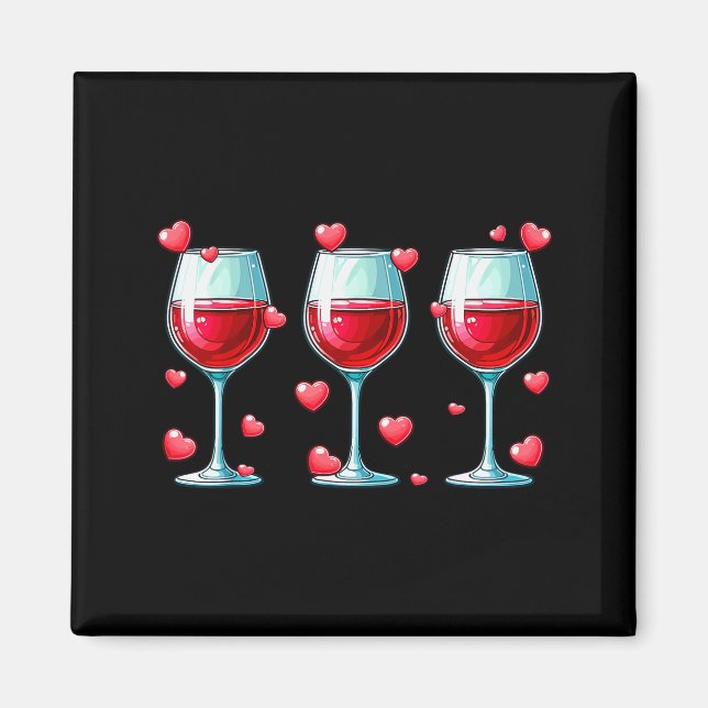 Imã Three Gles Of Wine Valentines Day Couple Funny Dri (Frente)