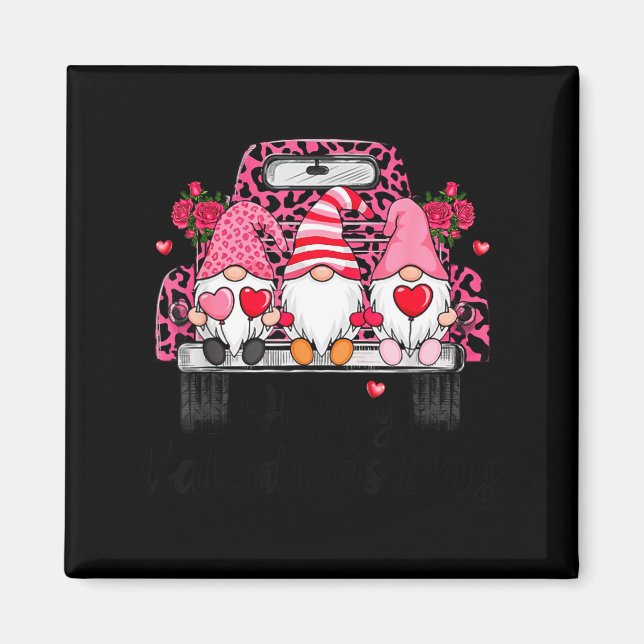 Imã Three Gnomes And Leopard Truck Happy Valentine's D (Frente)