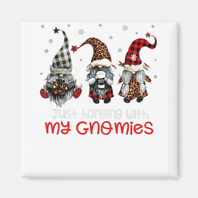Imã Three Gnomes In Red Christmas Just Hanging With My (Frente)