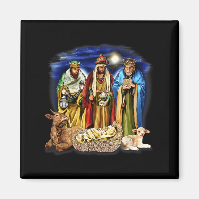Imã Three Kings Shirt Nativity Scene Shirt Christmas S (Frente)