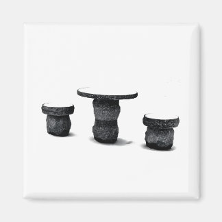 Imã Three Stone Round Benches Snow Photo magnet