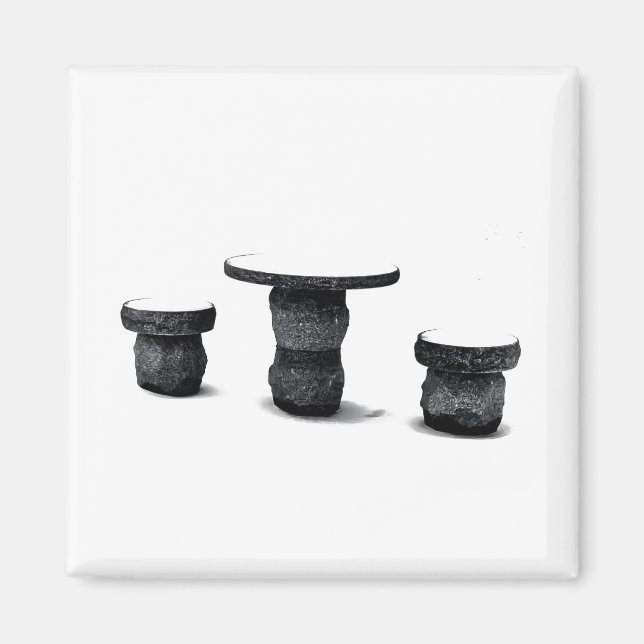 Imã Three Stone Round Benches Snow Photo magnet (Frente)