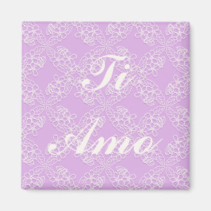 Imã ti amo. teste padrão violeta floral do laço. tex