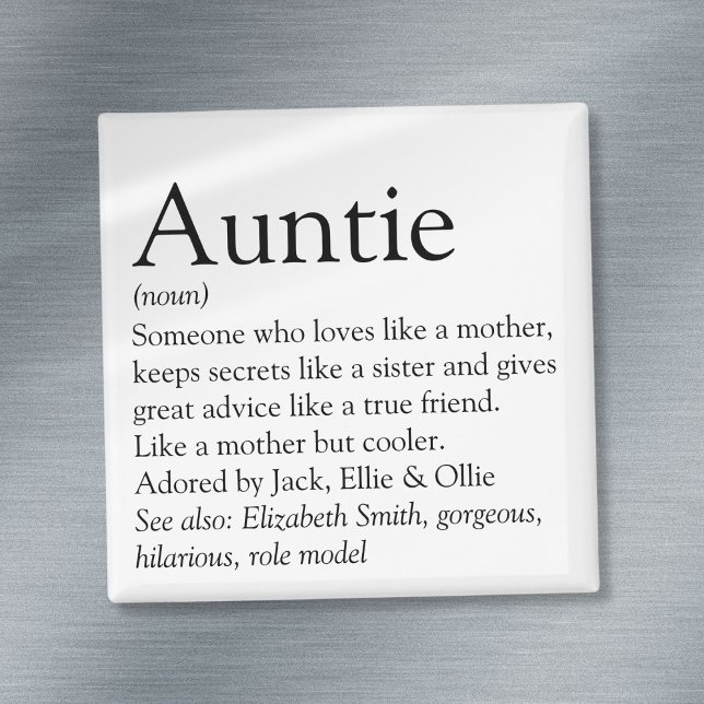 Imã Tia, a Melhor Tia do Mundo, Definição de Tiazinha (Fun Best Ever Aunt Auntie Definition Quote Magnet)