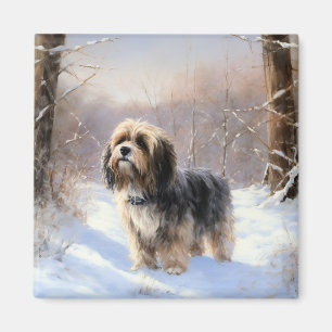 Imã Tibetan Terrier Deixe Nevar Natal