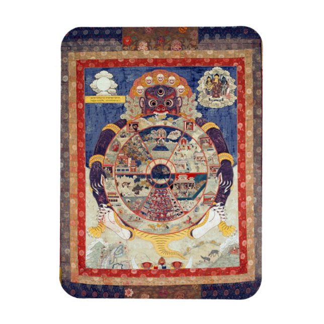 Ímã Tibetan Wheel of Life Cycle of Samsara (Vertical)