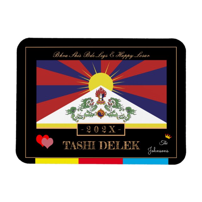 Ímã Tibetano - Losar & Tashi Delek - Ano Novo /flag Ti (Horizontal)