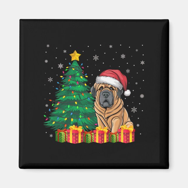 Imã Tibetano - Mastiff Santa Hat Luzes de Natal (Frente)