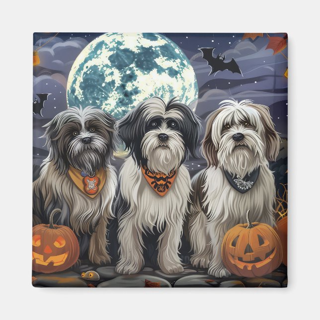 Imã Tibetano Terrier Halloween Spooky (Frente)