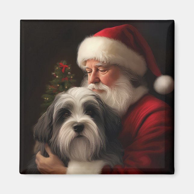 Imã Tibetano Terrier Santa Claus Festivo Natal (Frente)